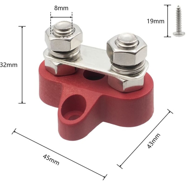 Kiskokiskoliitin Akun Virtalähteen Maadoitusliitin Kaksois M8 Tapit 5/16\" Raskaat Liittimet Veneelle, Matkailuautolle Ja Aurinkokuorma-autoille - Musta Ja Punainen