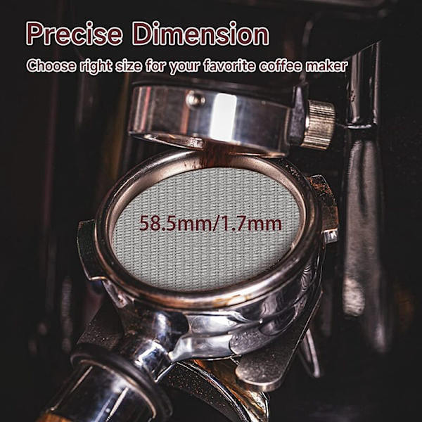 558mm espressoskärm, återanvändbar 1,7mm tjock 150μM rostfritt stål espressoskärm (2-pack)