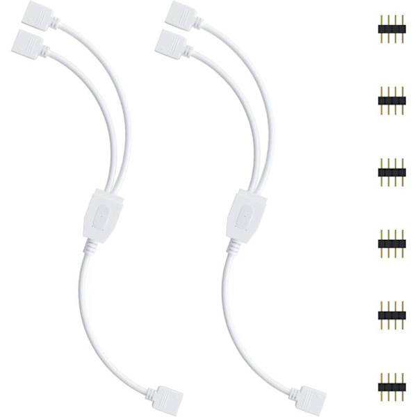 LED-strimmelforbindelsessæt, 2 stk. 4-polet LED-strimmelsplitter 1 til 2 splitterkabel 4-polet stik til RGB LED-strimmel 5050 3528 2835 DIY-tilbehør