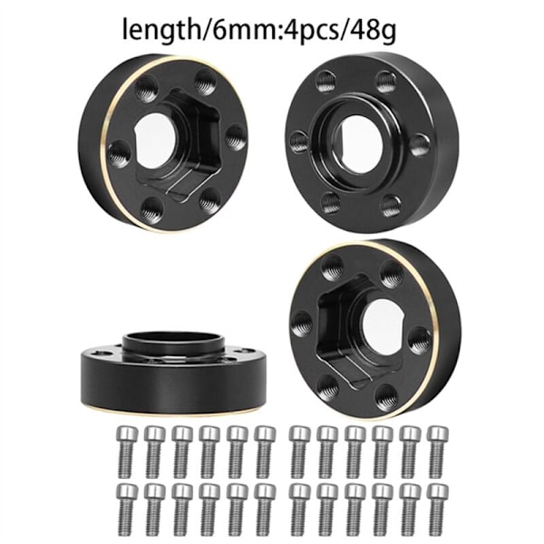 4 kpl messinkipainoa 6 mm kuusikulmainen pyöränlaajennusnapa-adapteri 1/10 RC-ryömintään 1,9 2,2 tuuman vanteet reuna Axial SCX10 TRX4