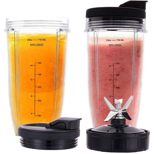 24 Oz Koppar med To-Go Lock, 7-Fin Extraktorblad, för Nutri Ninja Auto IQ Blender BN801 SS101 BL480-30 BL641 BL642-30
