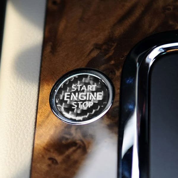 Fiber Engine Start Stop Button Interior Trim Cover Sticker for