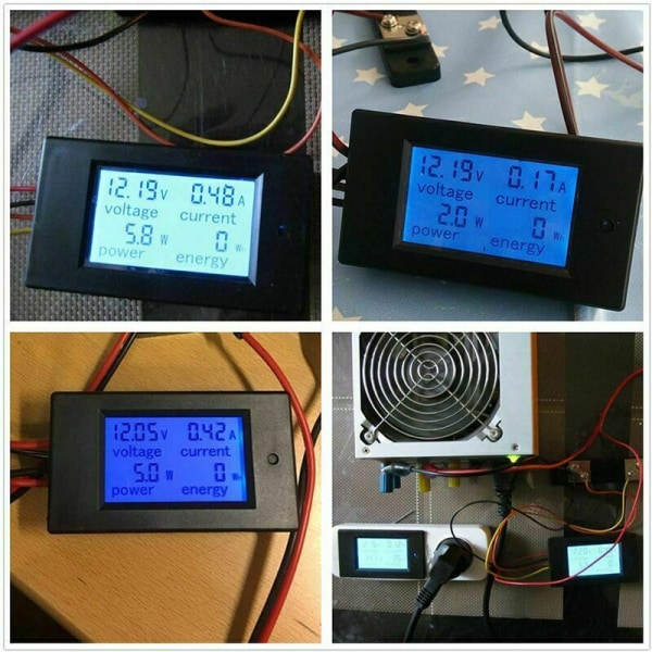 Voltmeter med LCD-display, 12V Amperemeter Tester Indikator, Digital Strömförsörjning Spänning Ström DC 6.5 - 100V 100A Voltamp Watt Multimeter