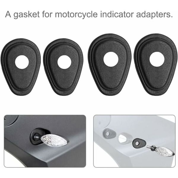 Motorcykel Blinklys Adapterplader, 4 stk. Blinklyspakning Blinklys Tætningspackning Trim, Motorcykel Blinklys Adapter Adapterplader til Y