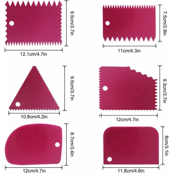 Fondantkageskraber Glattere Sæt med 6 Dekorative Kageskrabere og 5 Fondant Glatteværktøjer
