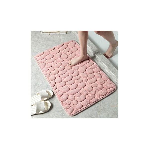 Badrumsmatta Entrématta Minnesskum Hydrofilt Stenmönster Mikrofiber Halksäker Mörkröd Mjuk Badrum Badkar Kök 1 Styck 40x60 cm