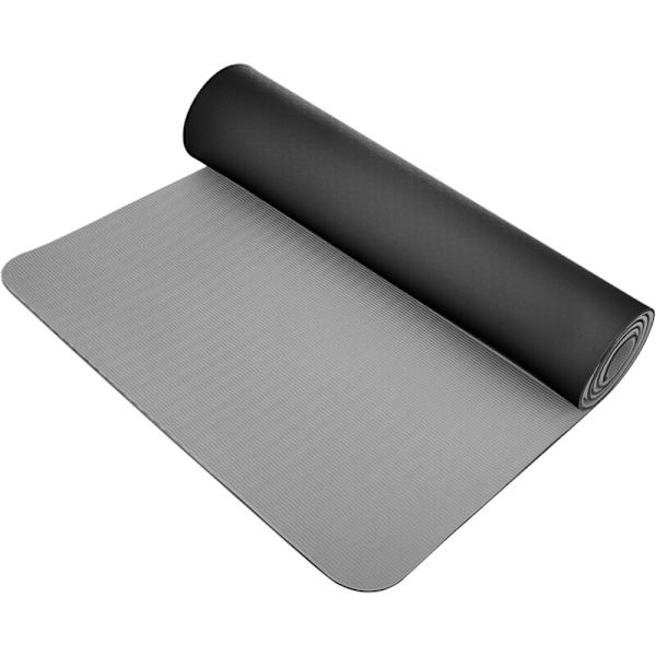 Svart dubbellagers halkfri yogamatta 183x61x1 cm