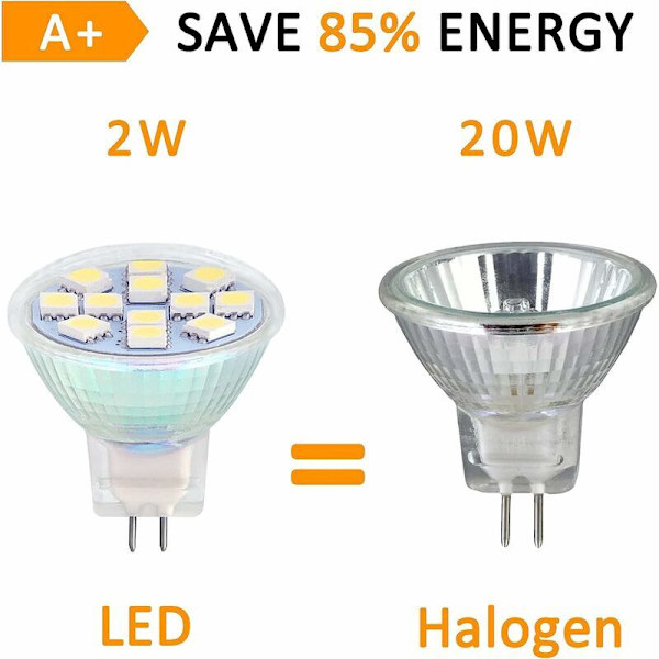 MR11 GU4 LED 2W Kold Hvid 6000k, 120° 200LM, Halogen MR11 10W 20W Ækvivalent, AC DC 24V 12V LED Indbygget Spot GU4 35mm til Campingvogn Køkken Møbler