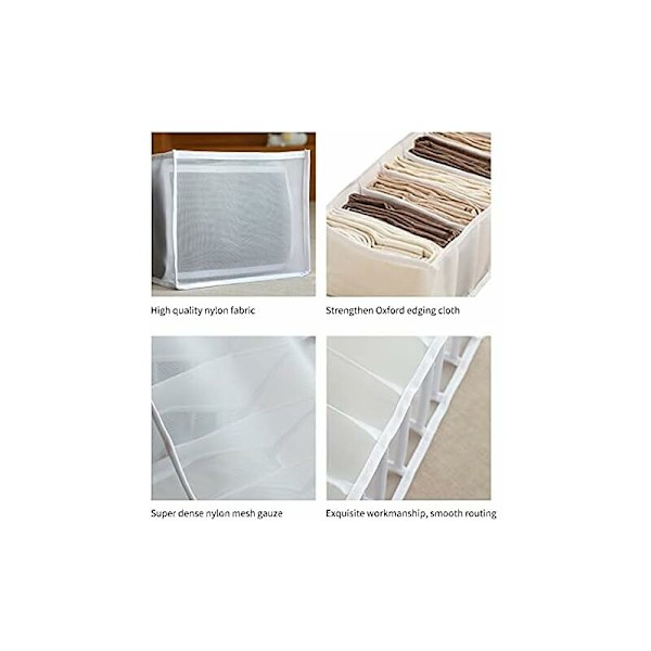 Anden Opbevaring Foldbar Skuffe Organizer, Rum Opbevaringsboks, Til Jeans, Varme Vinterbukser, Kvadratisk, Skuffe, Skab (17x25x32cm, Hvid)