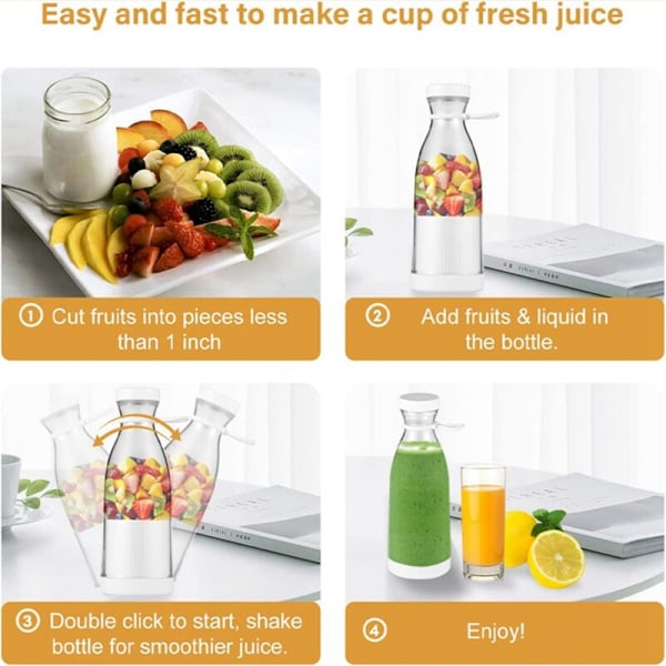 380ml Bærbar Elektrisk Mini Blender Juicer Kop 6 Blade til Smoothie