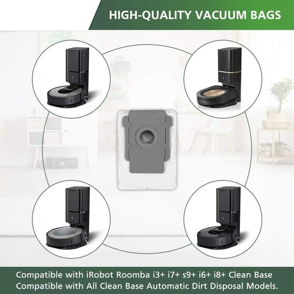 9 st dammsugarpåsar för IRobot I7/E5/E6 Cleaner Base Robot Vacuum Cleaner Automatisk smutsavfallspåsar
