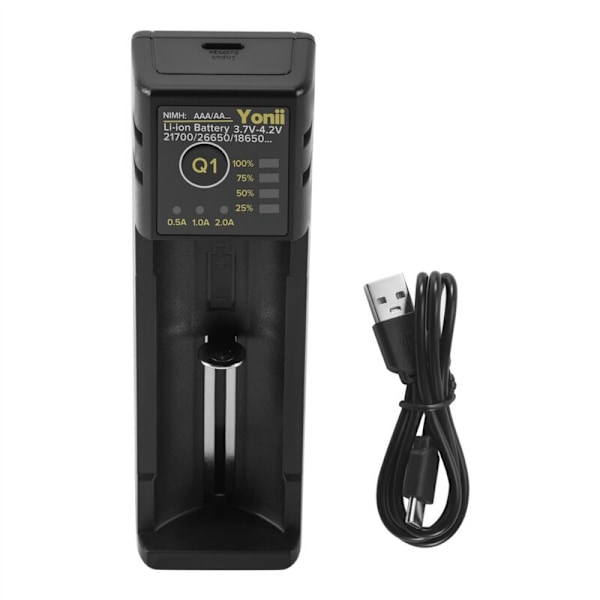 18650 Lithium Batterilader med enkelt slot til USB