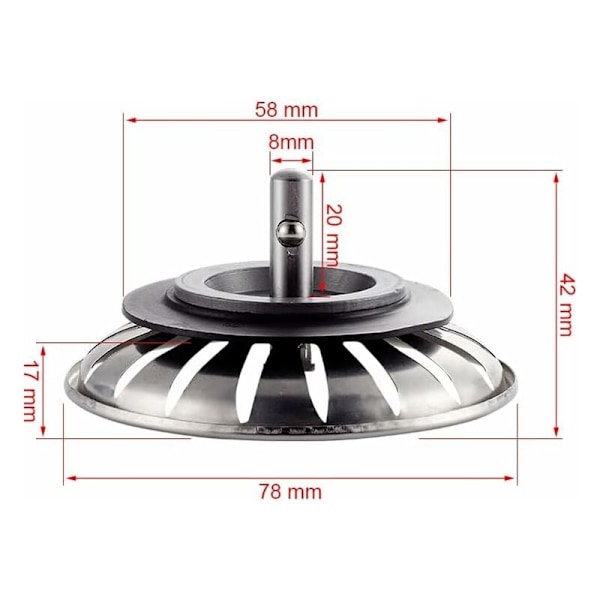 2 stycken rostfritt stål köksho-sänka stopp - Universal sänka filter (Dia: 78MM), sänka avlopp med 18 spår, anti-blockering sänka galler, snabb avlopp S