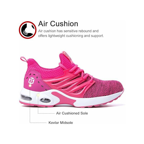 Sikkerhedssko Mænd Kvinder Sneakers Sikkerhedsarbejdssko Byggeplads Sko Ståltå Sikkerhedssko Pink Farve Pink-41