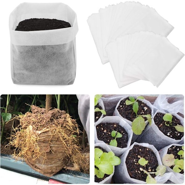 Plante-Plantesække, Enpoint 100 stk. 9,8 x 11 tommer Ikke-vævet stof Sæbeplanter Plantepose, Plantevækstposer til høj kimoverlevelse