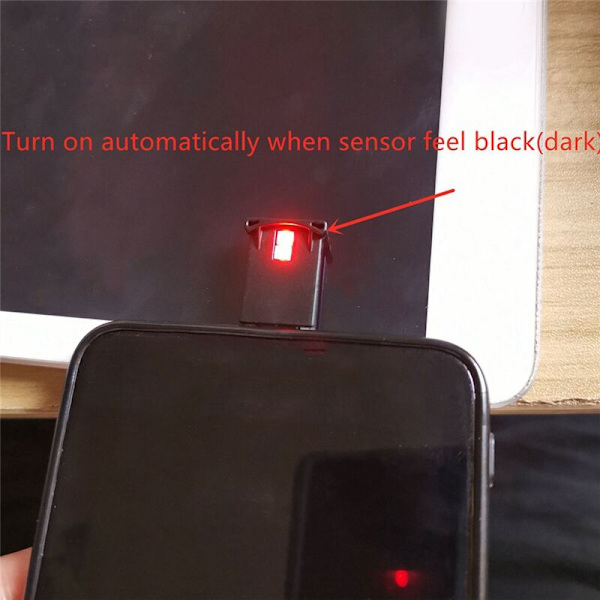 Mini USB-C LED RGB Justerbar Lysstyrke 8 Farver Skiftelig til Bil, Bærbare Computere, Tastatur Atmosfære Natlampe