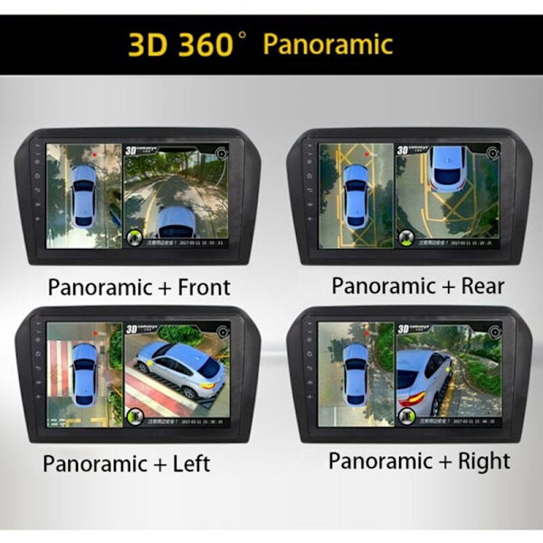 360° Panoramisk vy Car Camera 1080P AHD System Höger + Vänster Bak för Android Auto Radio