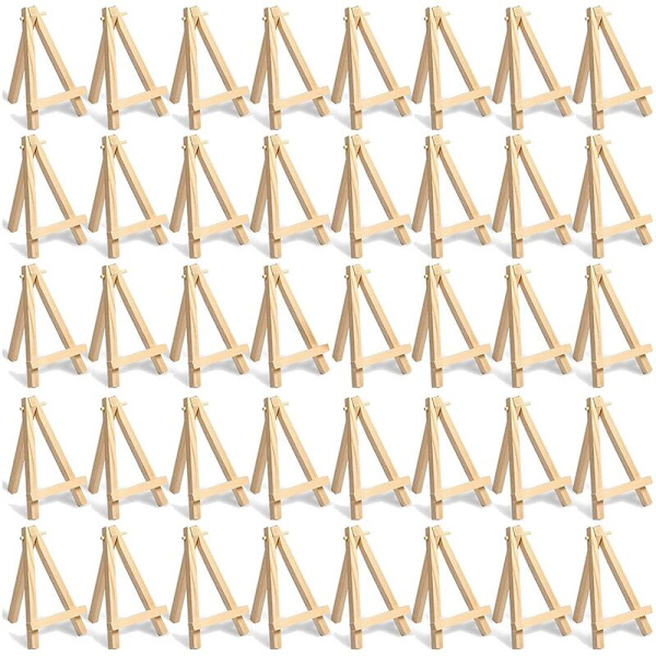 60-pack Miniatyr Trästaffli Naturträ Konst Hantverk Målnings Triangel Staffli Duk Stativ Hållare