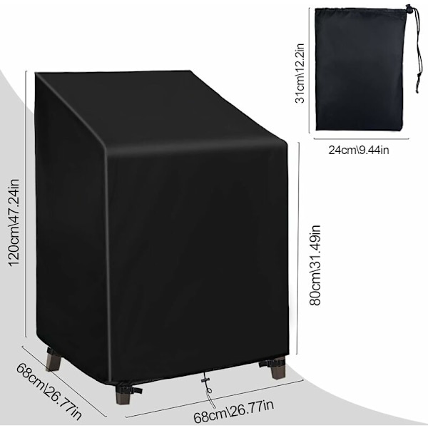Havemøbelovertræk (68 68 80/120cm), 420D Oxford Vandafvisende Stabelbar Stolbetræk, Udendørs Stabelbar Stolbetræk, Have Lounge Betræk