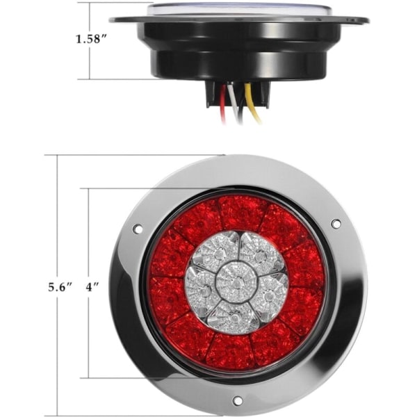 2 st runda lastbilsanhängare 4 tums LED-bromsljus röda och orange blinkers parkeringsljus för lastbil, husbil, släpvagnar, båt, husvagnar, etc.