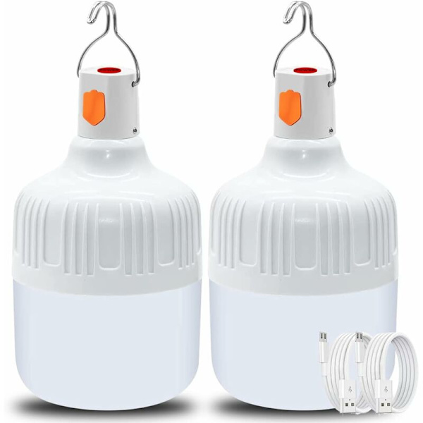 Ladattava retkeilylyhty - 2 kpl 40 watin ladattava lamppu - 360° USB-ladattava lamppu - Kannettava riippuvalaisin retkeilyyn - USB-kaapeli mukana