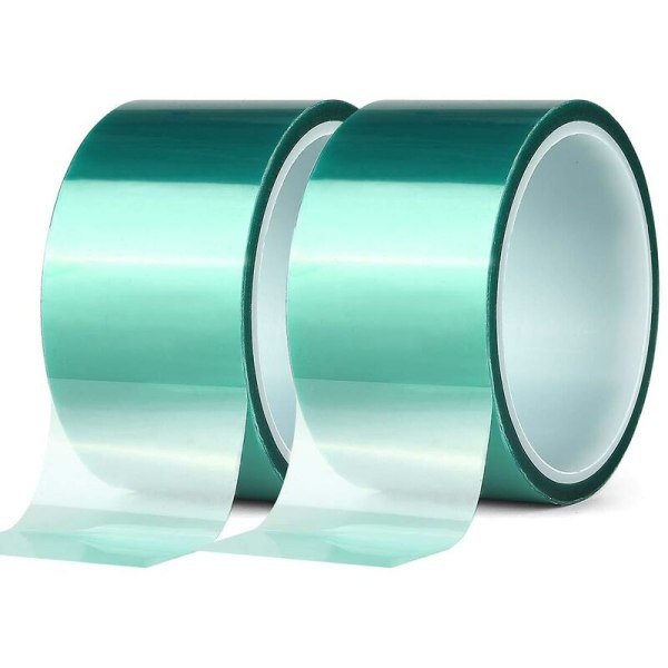 2 ruller grønn høytemperatur polyester maskeringstape PET pulverlakkert ideell for maling, anodisering applikasjoner (50mm x 33m)