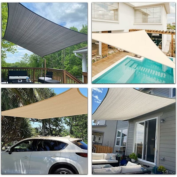 2x4m Grå Rektangulær Skygge Sejl, Vandafvisende Canvas 95% UV Beskyttelse, Skygge Sejl til Udendørs, Have & Terrasse