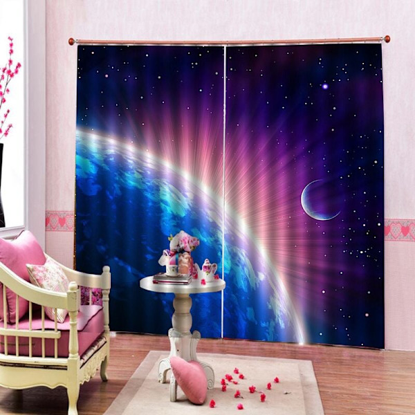 Moderne mørkleggingsgardiner for soverom, vindusgardiner for stue, 85 % 3D-skyggelegging, jordblomsttrykk 100 x 140 cm (H x B)