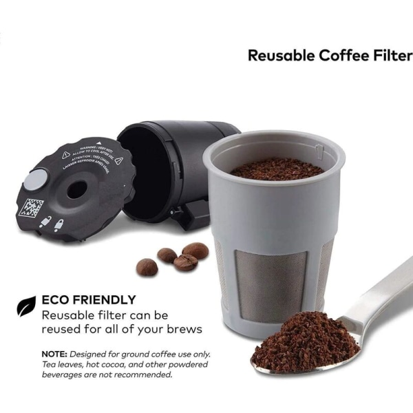Gjenbrukbar kaffefilter kompatibel med Keurig My K-Cup 1.0&2.0 Alle Keurig hjemme kaffemaskiner (Svart, 2-pakning)