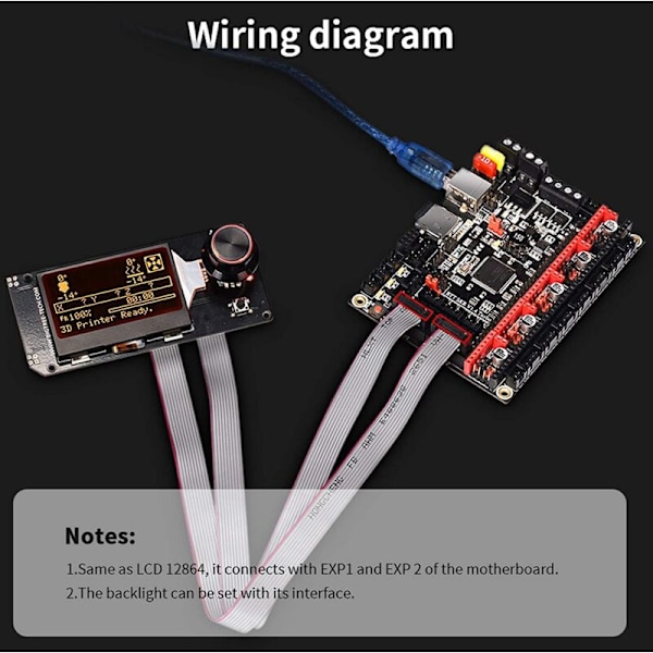 Mini12864 LCD Grafisk Intelligent Display Kontrollpanel för Prusa-I3 3D-skrivare