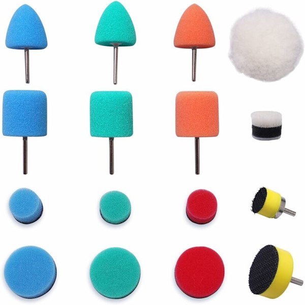 Mini poleringssvampar, 16 st 15 mm 25 mm poleringssats för bilslipning polering för elektrisk roterande verktyg