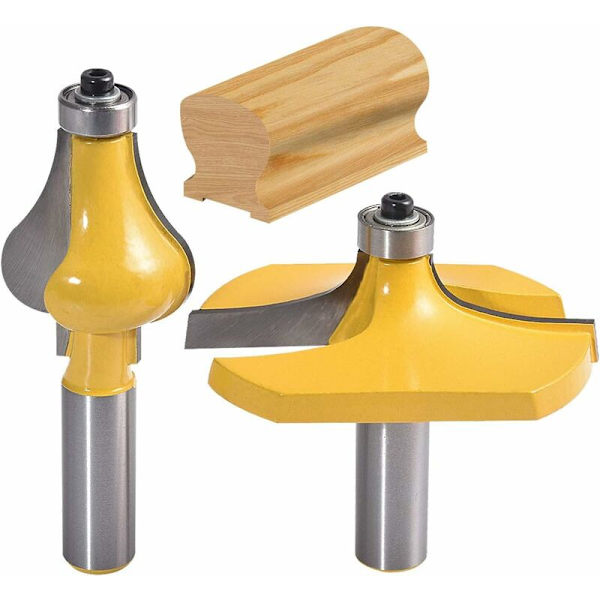 Set med 2 Handrälsfräsar - Standard/Flöjtskär - 1/2 tum Skaft - Trappor och Räcken