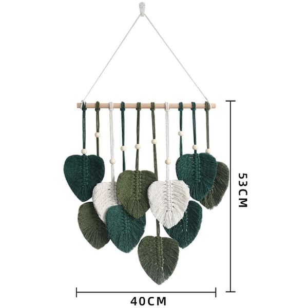 Macrame vägglöv, Boho Macrame väggdekor, Handvävda löv Tassel gobeläng, B