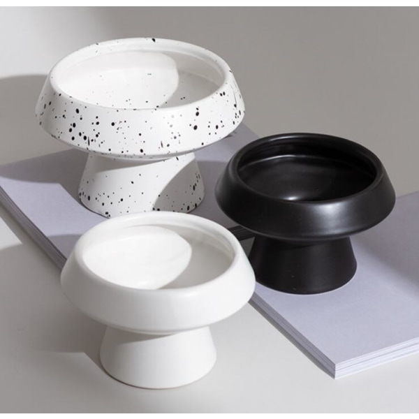 Vase dekoration Moderne minimalistisk kreativ sort og hvid højfodet keramisk urtepotte (HP-F-4 hvid)