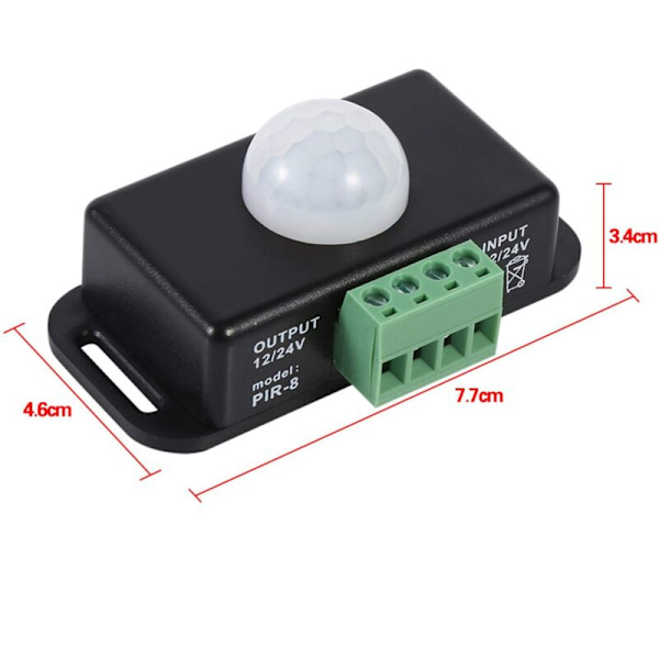 LED Bevægelsessensor Switch, DC 12V/24V Kropssikkerhed PIR Infrarød Bevægelsesdetektor Switch til LED Strip Light