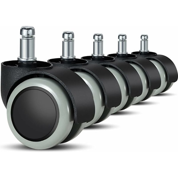 5-pak kontorstolhjul, 11 mm/22 mm utskiftbare hjul for harde gulv til spillstoler, kontorstoler, laminat, fliser og steingulv