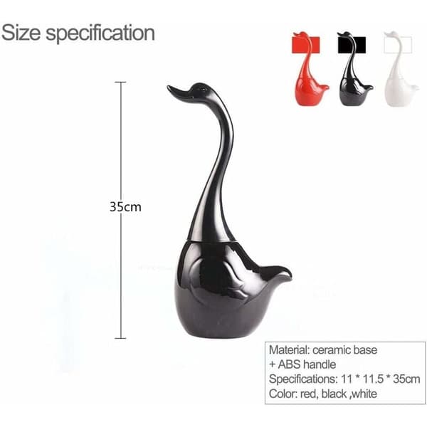 Svanformet toiletsæt, toiletskål design toiletskålholder og holder, til badeværelse (sort)