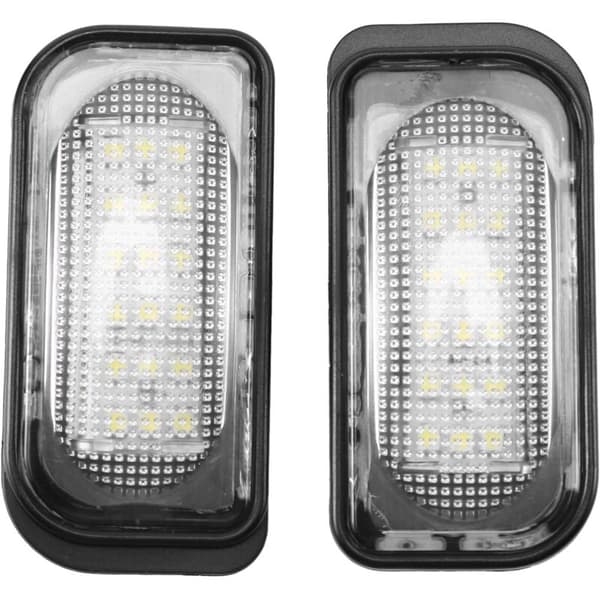 2 dele hvid LED nummerpladelys til W203 4D bil 2001-2007