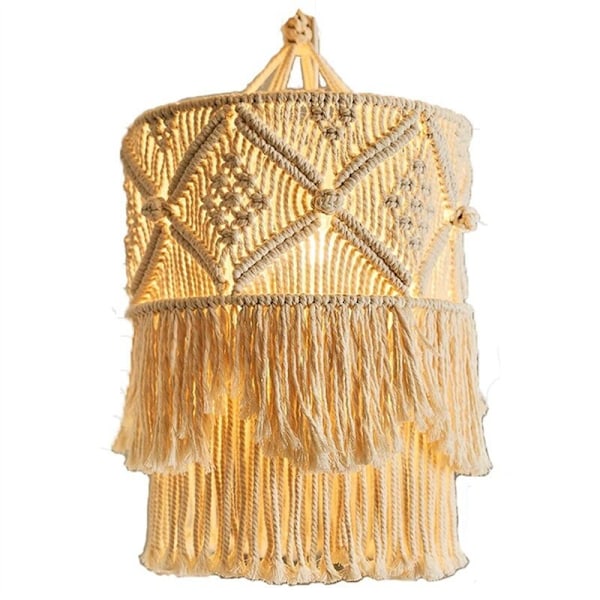 2 st Handgjorda Väggbonader Macrame Lampskärmar Boho Dekoration Hantverk Fransbonad Bakgrund Sänggavel Väggdekoration