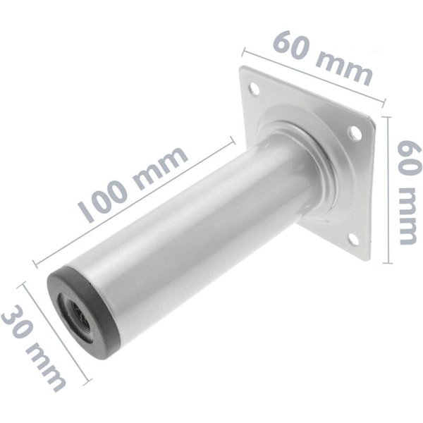 Runde bordbein for møbler og skrivebord i grå stål 10 cm 4-pakning