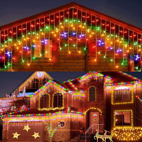 Ulkoilmavaloköynnös, 10M 400 LED jouluverhot, vedenkestävä valoketju, 8 tilaa joulu LED-valoketju, sopii kodin seinäkoristeluun (c