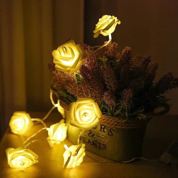 Roselys Batteridrevet Blomst Varmt Hvid Fe Lys Romantisk Hjem Have Dekoration Til Bryllup Fest Valentinsdag Jul (1,5