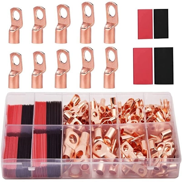 120 stk. Krympeterminaler 6/10/16/25mm², 8 Størrelser M6 M8 Batterikrympeterminal, Elektrisk Terminal Rørformede Terminaler SC Terminaler Kobberring Kabel