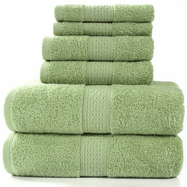 From Pearl Collection Towels - 6 Piece Set 100% Cotton 950g/m² Towel Set, 2 Bath Towels + 2 Hand Towels Willow Leaf Color