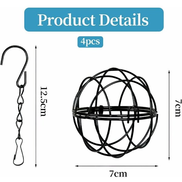 Diameter: 7 cm - 4 foderautomater - til mejsekugler - med S-krog