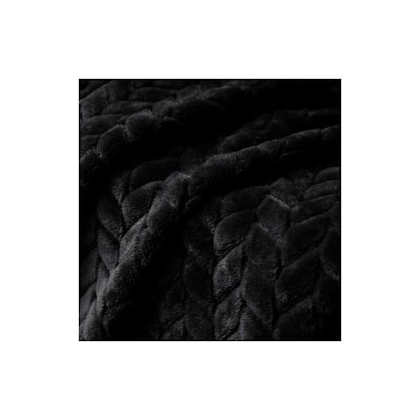 Super blød flanneldyne, høj kvalitet mikrofiber, sort 127 x 178 cm, hyggelig og varm, egnet til alle årstider