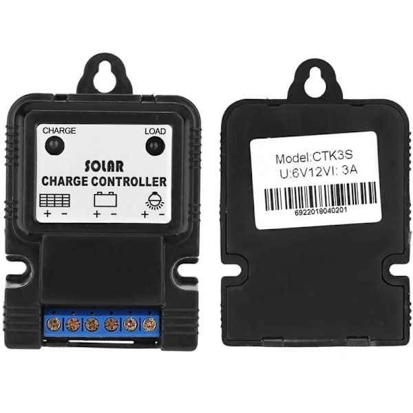 PWM 6V/12V 3A Solcellsladdningsregulator Plast Solcellsregulator Bärbar Solpanelregulator Energistyrningsregulator med LED-indikator Ny Pro