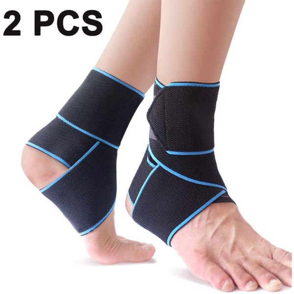 Fotledsstöd, justerbar kompressionsstöd för sportskydd, en one size passar mest för män och kvinnor, blå