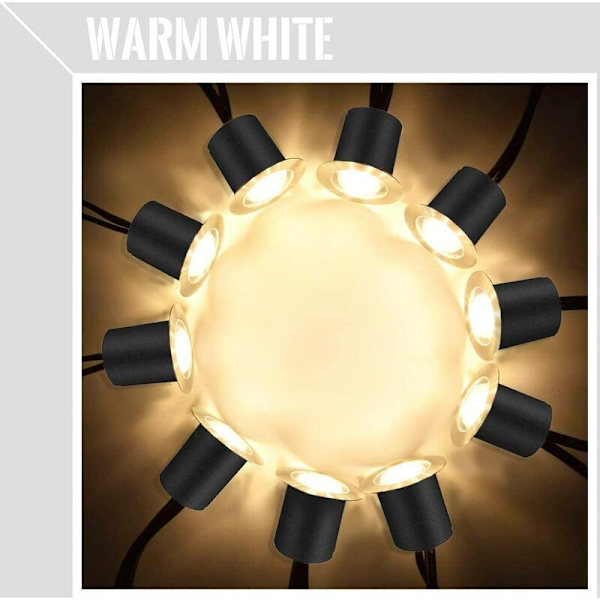 Set med 16 infällda LED-spotlights - 12 V - varmvit - IP67 - vattentät - 0,6 W - diameter: 32 mm - för inomhus och utomhus - 2800 K - varmvit