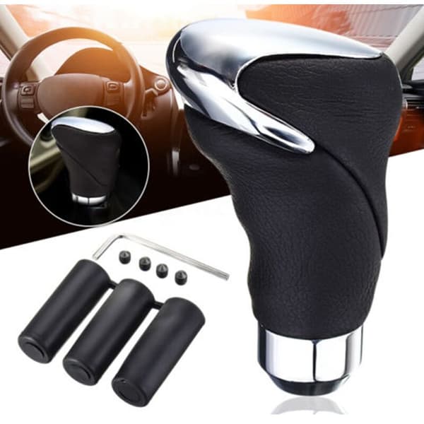 Universal bil læder auto manuel hoved pind gear skift knob adapter